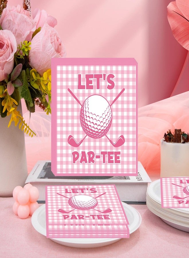 RUBOAOA 50 Pcs Golf Party Decorations Napkins, Pink Gingham Golf Let’s Par-Tee Disposable Napkins, Birthday Baby Shower Drink Dessert Table Decor - Image 5